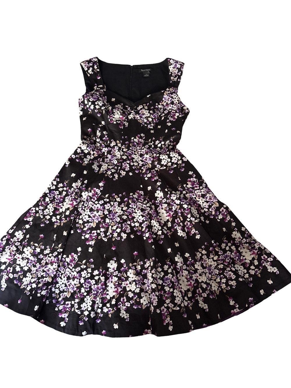 White House Black Market Black Floral Fit-and-Flare Dress